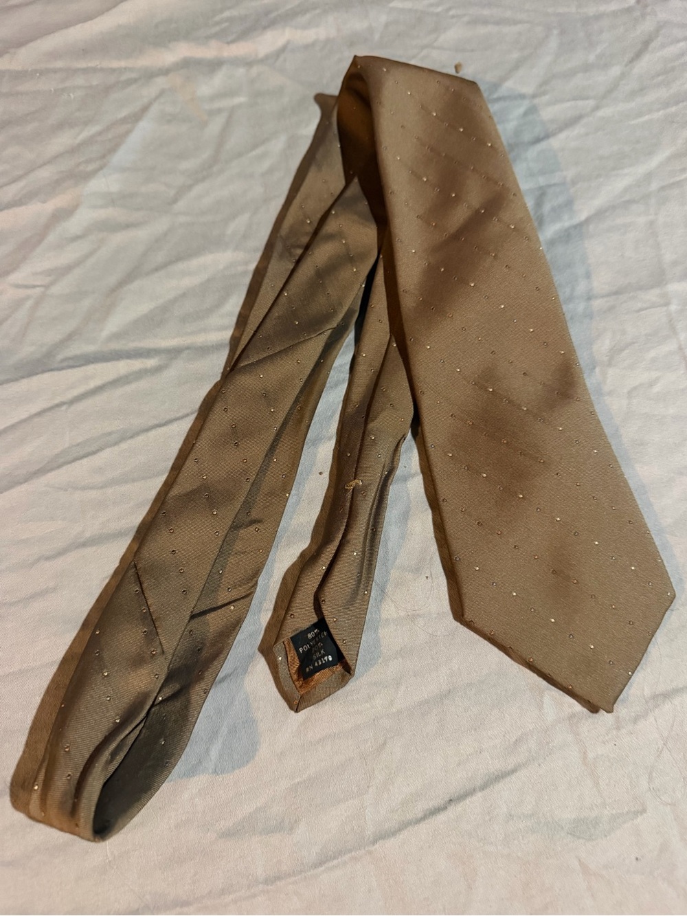 Classic Taupe Men's Tie with Subtle Dot Texture